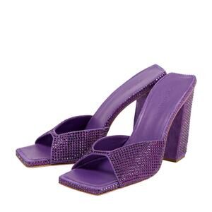 GIA/RHW Rosie 14 Rhinestone Sandal Block Heels Square Toe Italy Purple Size 37/7